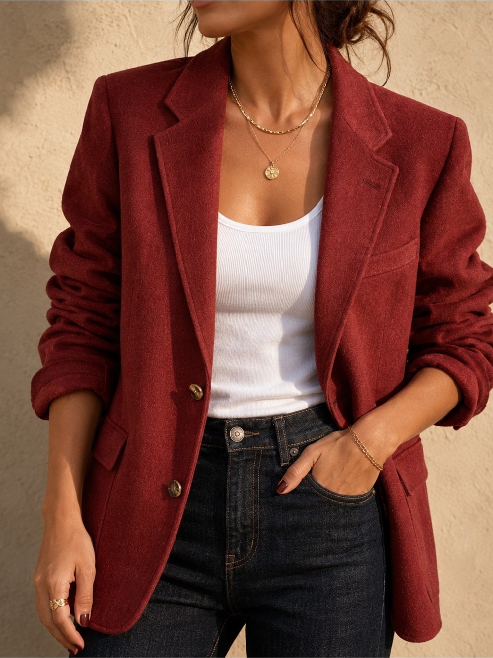 Vintage Burgundy Wool Blazer | Oversized Women’s or Men’s Heritage Sport Coat